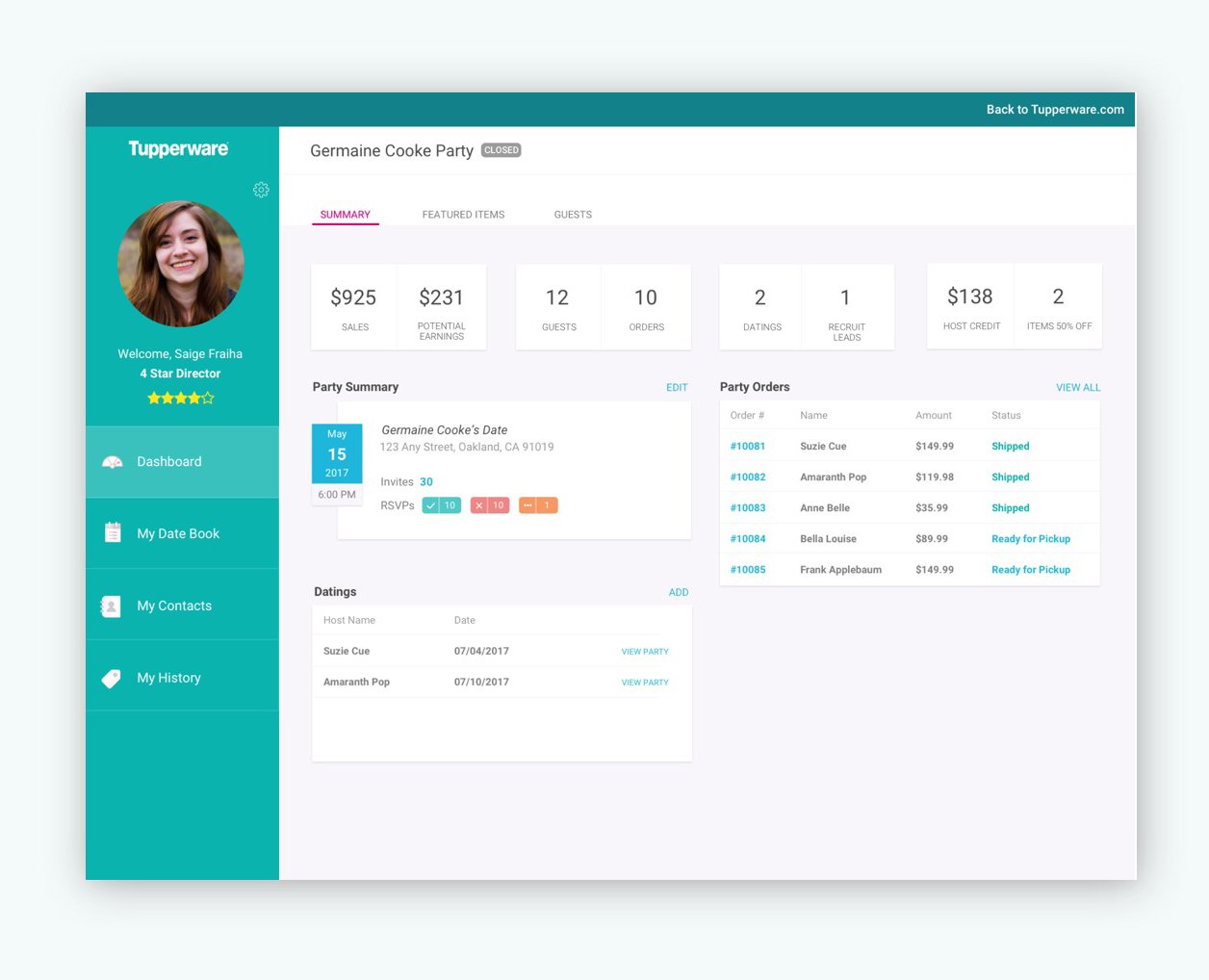 Custom feature enables consultants to easily navigate to parties